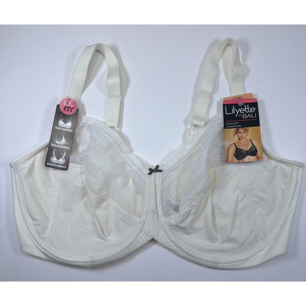 Lilyette By Bali Shaping Minimizer Comfort Lace Underwire Bra 42DD Ivory0434 NEW